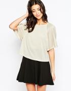 Traffic People Butterfly Kiss Top With Frill Sleeves - Gold