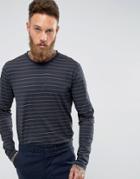 Troy Raw Edge Stripe Long Sleeve Top - Navy
