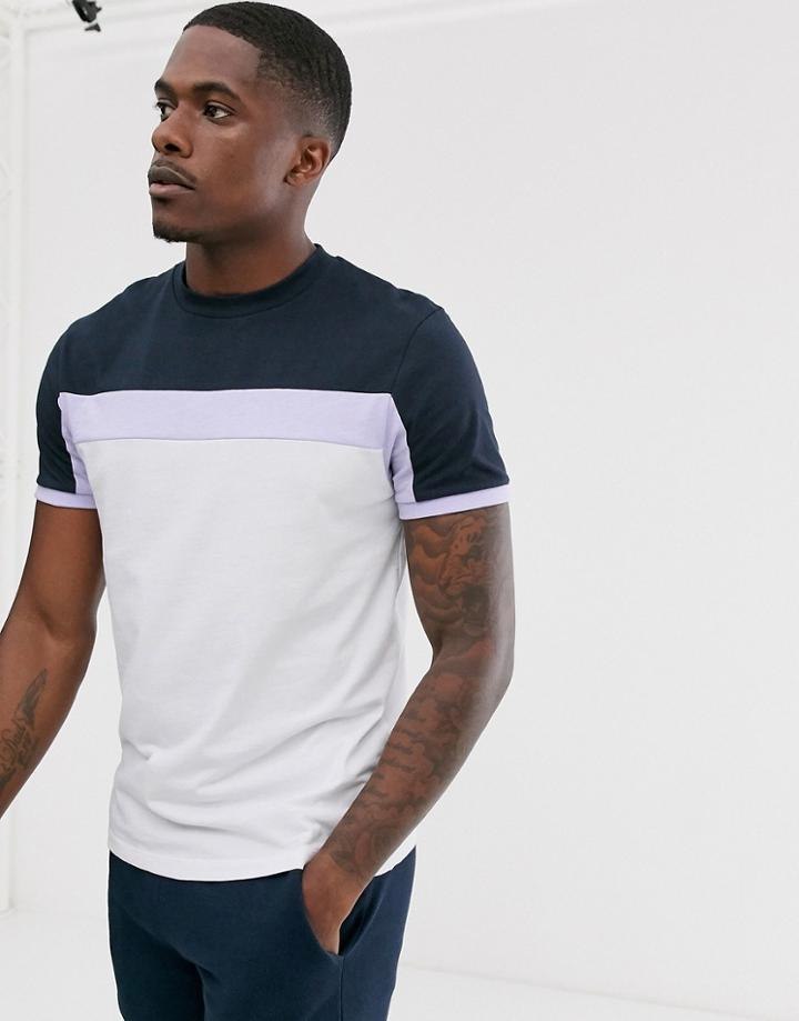 Asos Design T-shirt With Color Block Panels In White