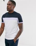 Asos Design T-shirt With Color Block Panels In White