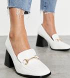 Raid Wide Fit Oregon Heeled Loafers In White Patent Croc