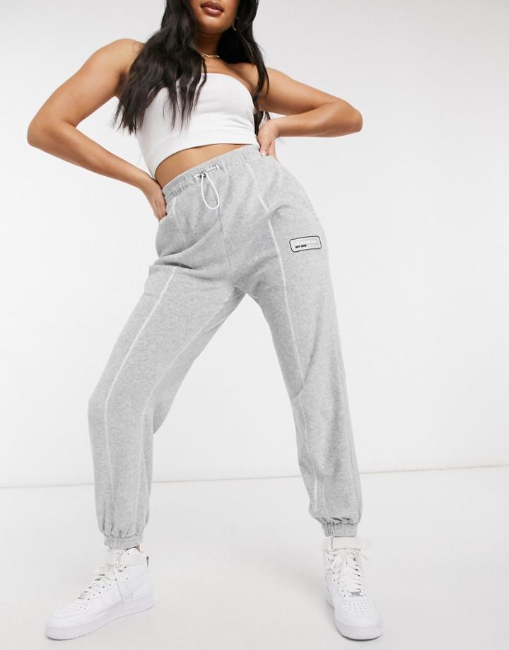 The Couture Club Velour Sweatpants In Gray-grey