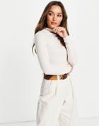 River Island Long Sleeved Roll Neck Top In Cream-white