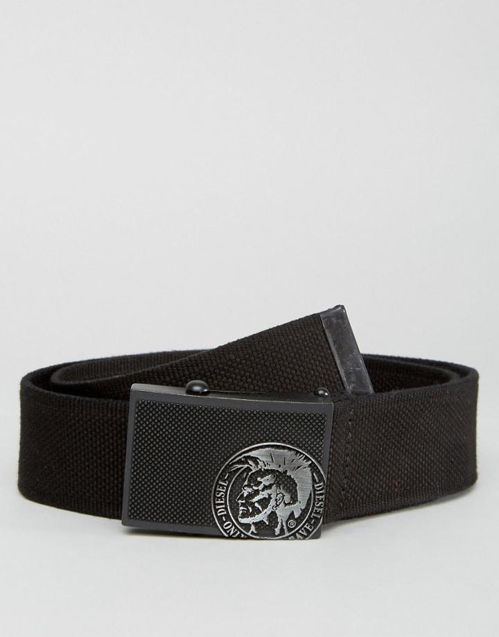 Diesel Logo B-sunrise Webbing Belt Black - Black