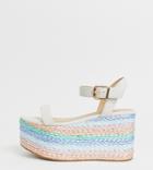 Truffle Collection Wide Fit Raffia Flatform Espadrilles-multi