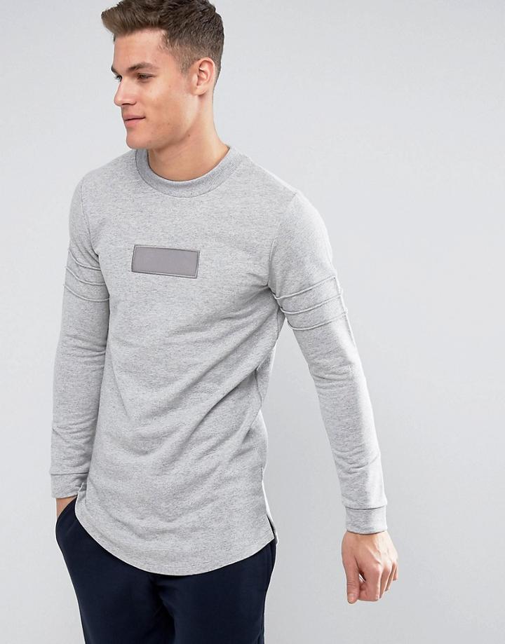 Jack & Jones Longline Curved Hem Sweatshirt - Gray