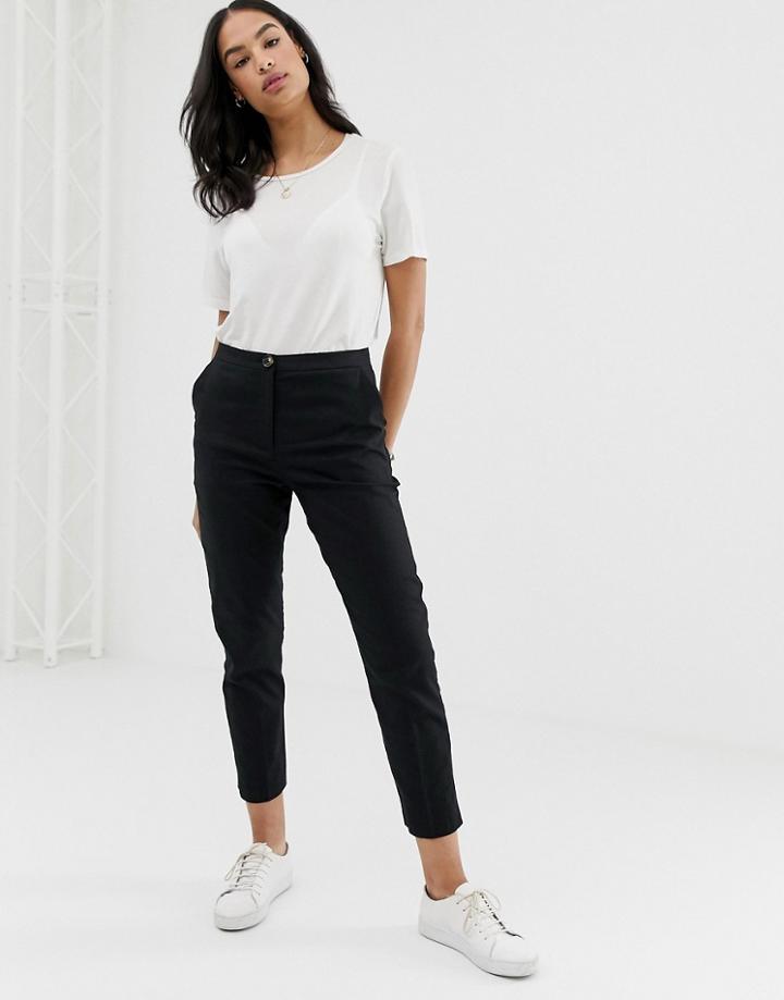 Asos Design Linen Clean Cigarette Pants-black