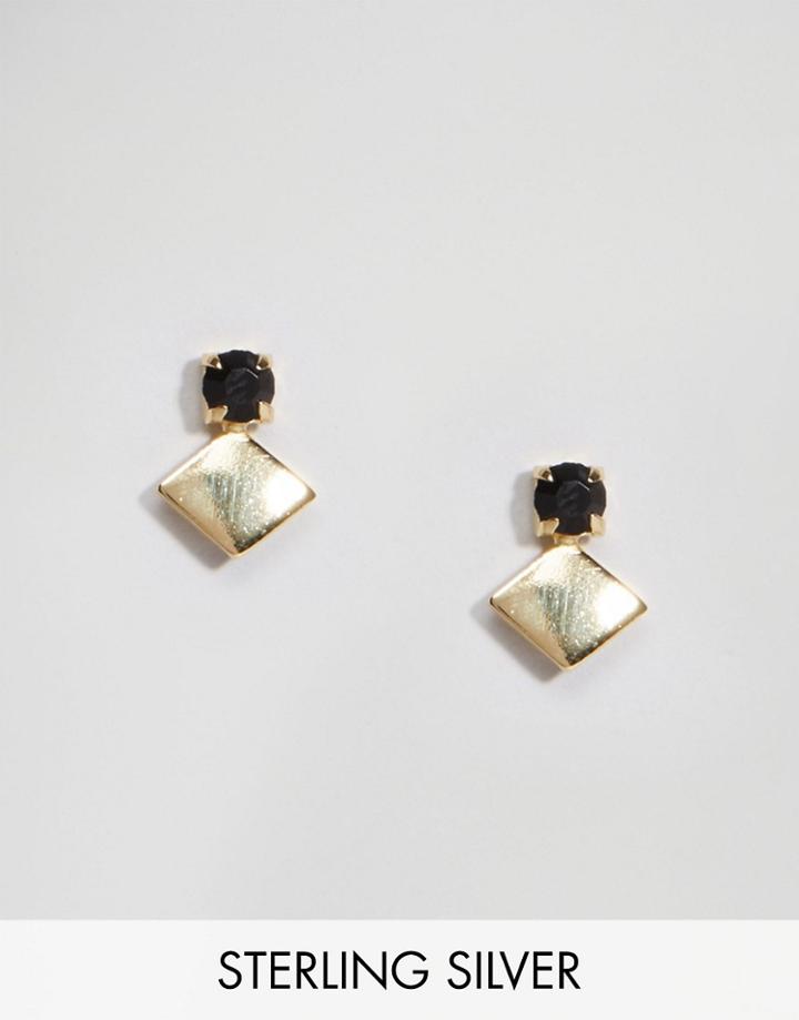 Asos Gold Plated Sterling Silver Stone Shape Earring - Gold