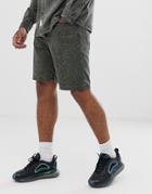 Bershka Two-piece Denim Shorts With Animal Print In Green