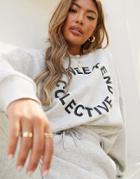 Asos Weekend Collective Co-ord Oversized Sweatshirt With Logo In Gray Marl-grey