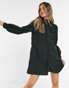 Lola May Smock Dress With Volume Sleeves-black