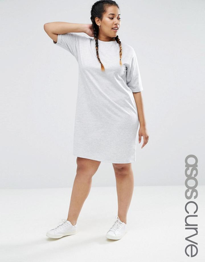 Asos Curve Lightweight Sweat T-shirt Dress - Gray