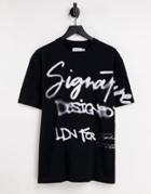 Topman Oversized Fit T-shirt With Signature Paint Print In Black