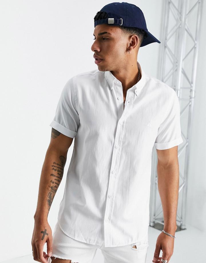 Aeropostale Oxford Washed Short Sleeve Shirt-white