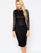 Sugarhill Boutique Alexa Lace Dress With Collar - Black
