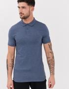 Asos Design Muscle Fit Polo In Jersey In Blue Marl - Blue