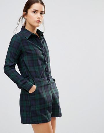 Uncivilised Check Playsuit - Green
