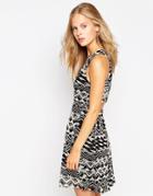 Greylin Geometric Printed Dress With Cut Out Back