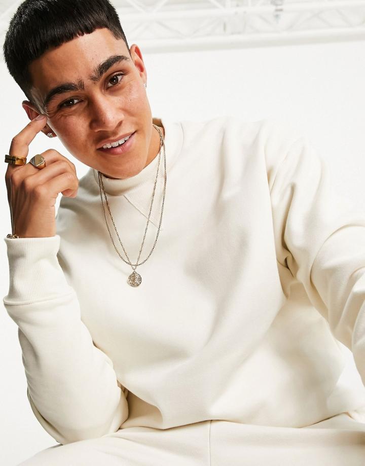 Asos Design Matching Heavyweight Oversized Sweatshirt In Off-white