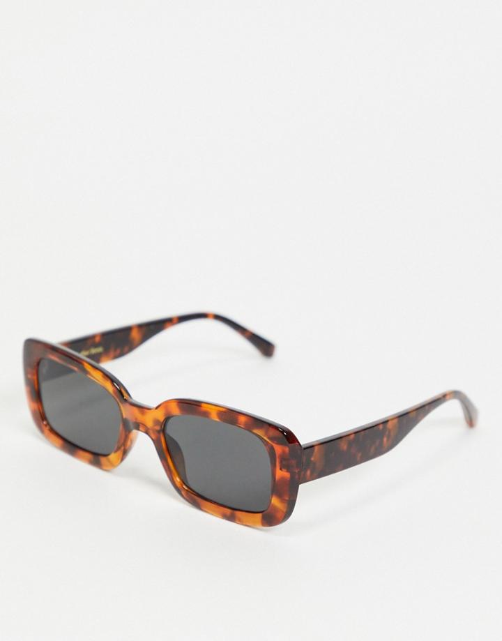 & Other Stories Rectangle Sunglasses In Tortoiseshell Design-black