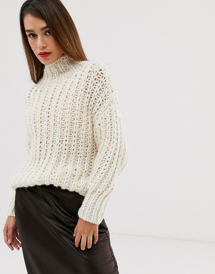 Mango Loose Fit Sweater In Cream