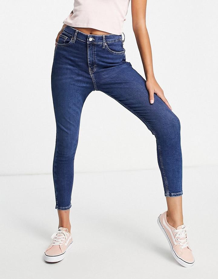 Topshop Jamie Recycled Cotton Blend Jeans In Rich Blue-blues