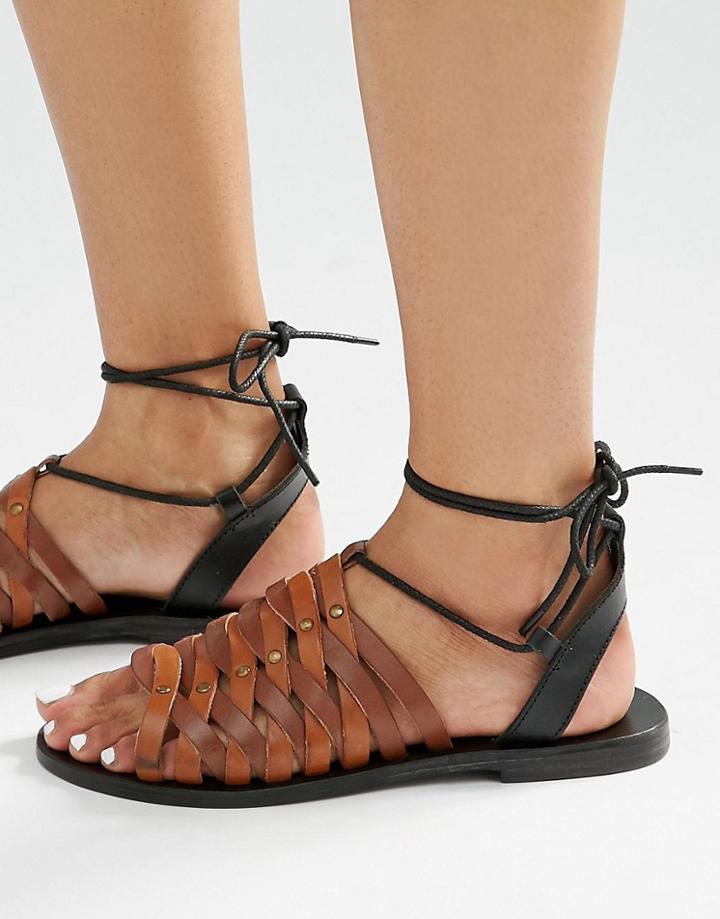 Warehouse Strappy Tie Sandal - Tan
