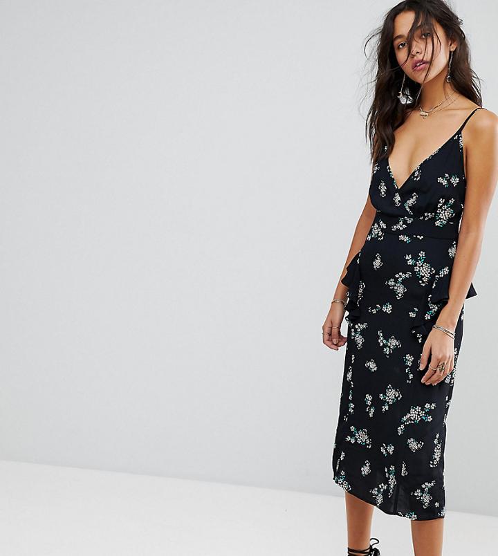 Flynn Skye Exclusive Ruffle Strappy Midi Dress - Black