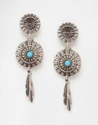 Asos Dreamcatcher Feather Earrings - Turquoise