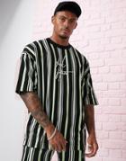 Asos Design Two-piece Oversized Striped T-shirt With Dark Future Logo-multi