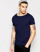 Asos T-shirt With Boat Neck In Navy - Navy