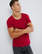 Asos Design T-shirt With Scoop Neck In Red - Red