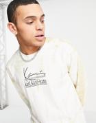 Karl Kani Jeans Signature Tie Dye Long Sleeve Top In White/beige