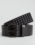Noose & Monkey Leather Belt With Studs - Black