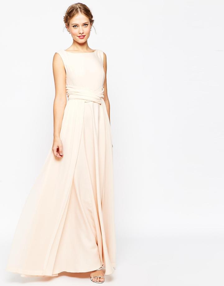 Asos Wedding Soft Maxi Prom Dress - Nude