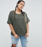 Asos Curve Stripe T-shirt With Roll Sleeve - Multi