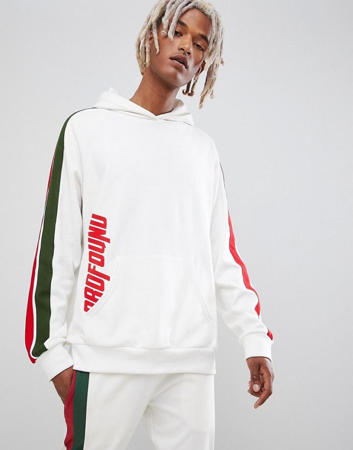 Profound Aesthetic Stripe Panel Track Hoodie In White - White