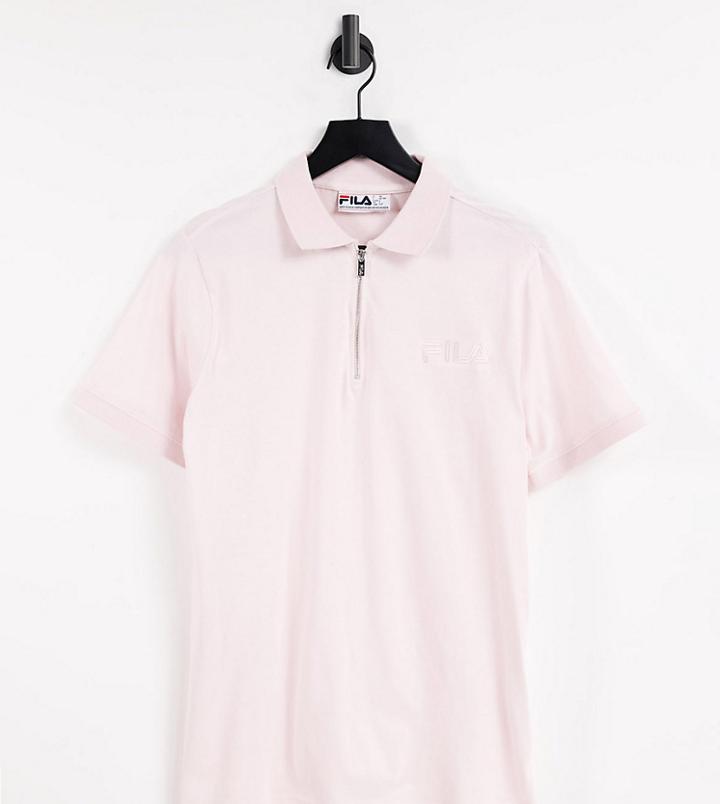 Fila Logo Zip Polo In Pastel Pink Exclusive To Asos