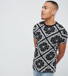 Asos Design Tall T-shirt With All Over Bandana Print - Black