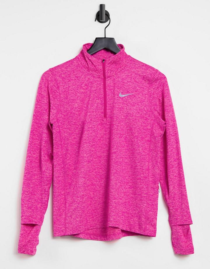 Nike Running Element Half Zip Top In Pink Heather