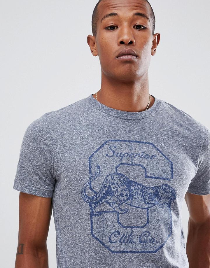 Jack & Jones Premium Crew Neck T-shirt With Vintage Graphic Pr - Gray