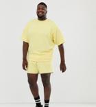 Asos Design Plus Tracksuit Oversized Short Sleeve Sweatshirt/short In Bright Yellow - Yellow