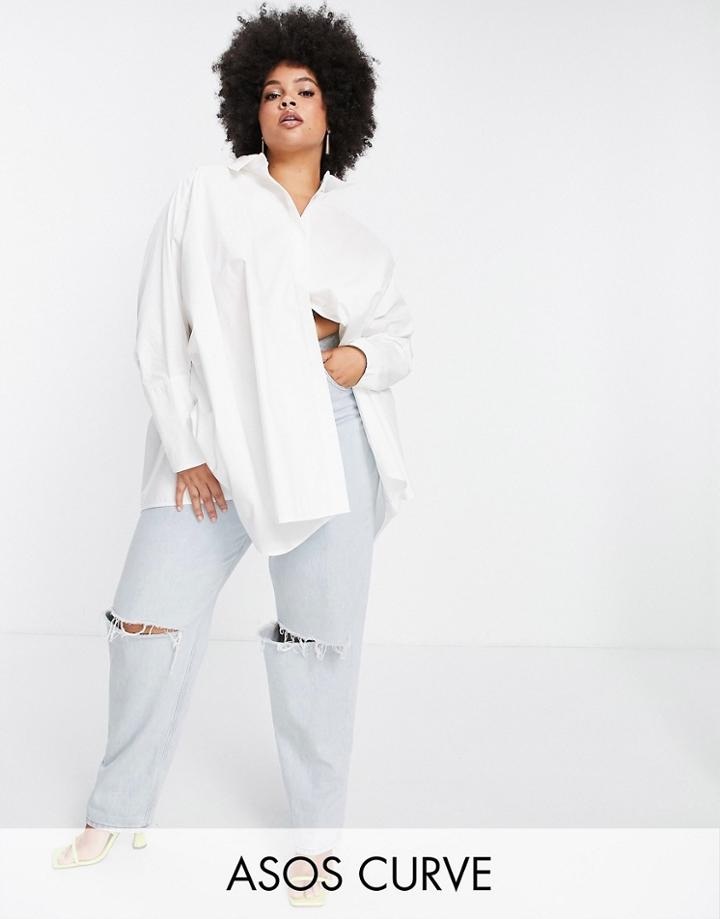 Asos Edition Curve Oversized Cotton Shirt In White