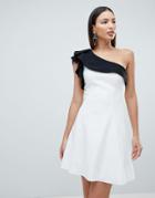 Forever Unique Mono One Shoulder Mini Dress - White