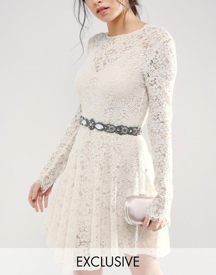True Decadence Occasion Beaded Belt With Contast Stones - Multi