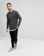 Asos Muscle Sweatshirt With Hem Extender In Washed Black And Gray - Black