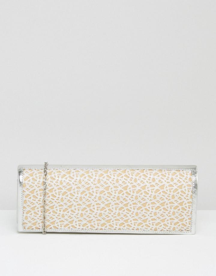 Lotus Clutch Bag With Mesh Detail - Silver