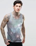 Brave Soul Space Print Tank - White