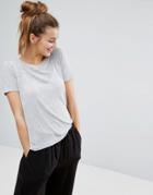 Monki Rib Crew Neck Top - Gray