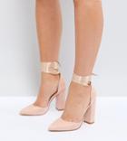 Truffle Collection Wide Fit Block Heel Shoe - Beige